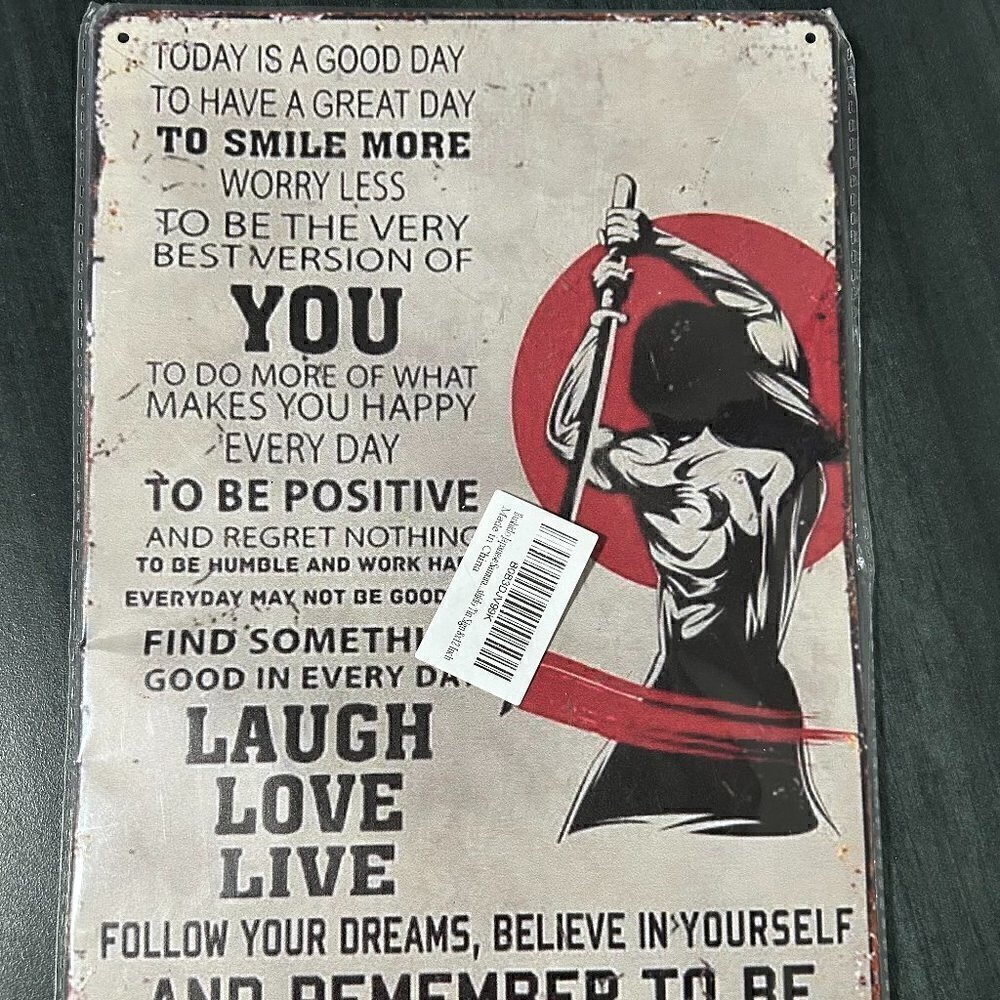 Today is a Great Day to Have a Great Day Metal Samuri Sign 8x10